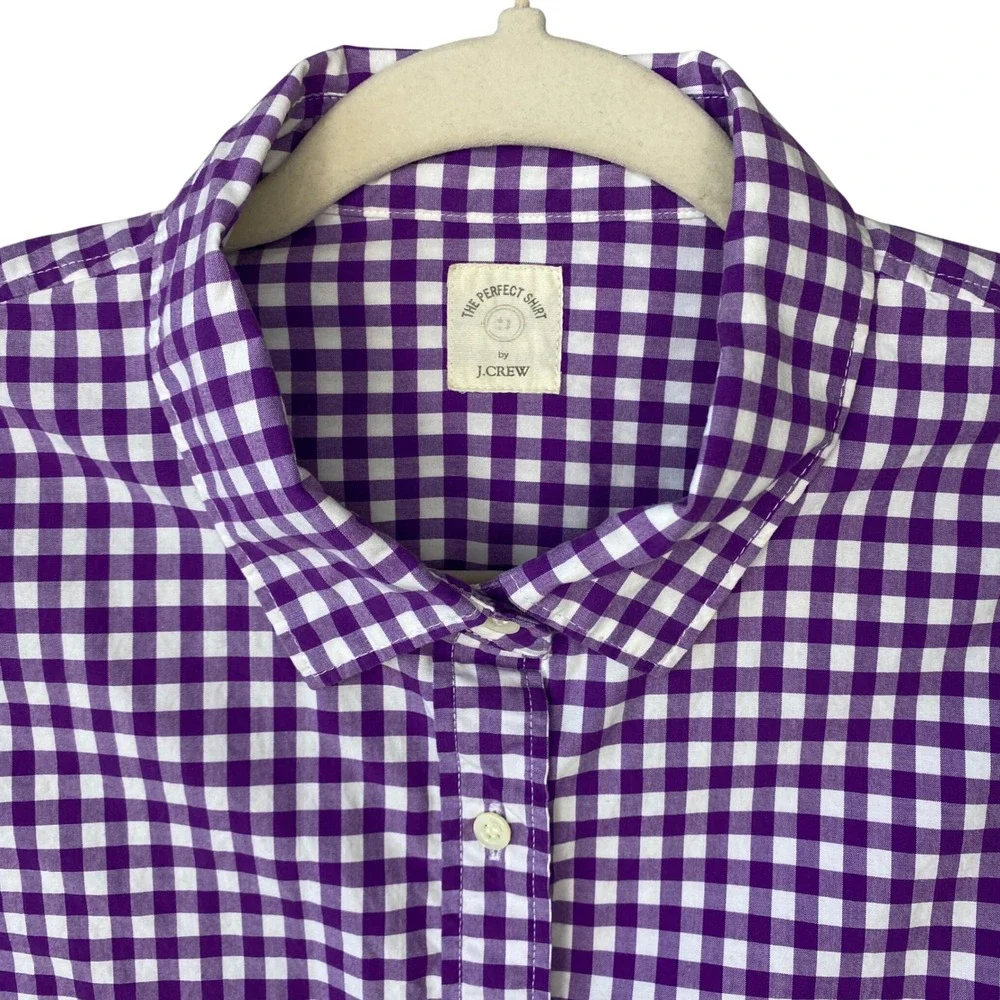 J.Crew The Perfect Shirt Womens Purple Gingham Check Button Down Long Sleeve M - Picture 4 of 11